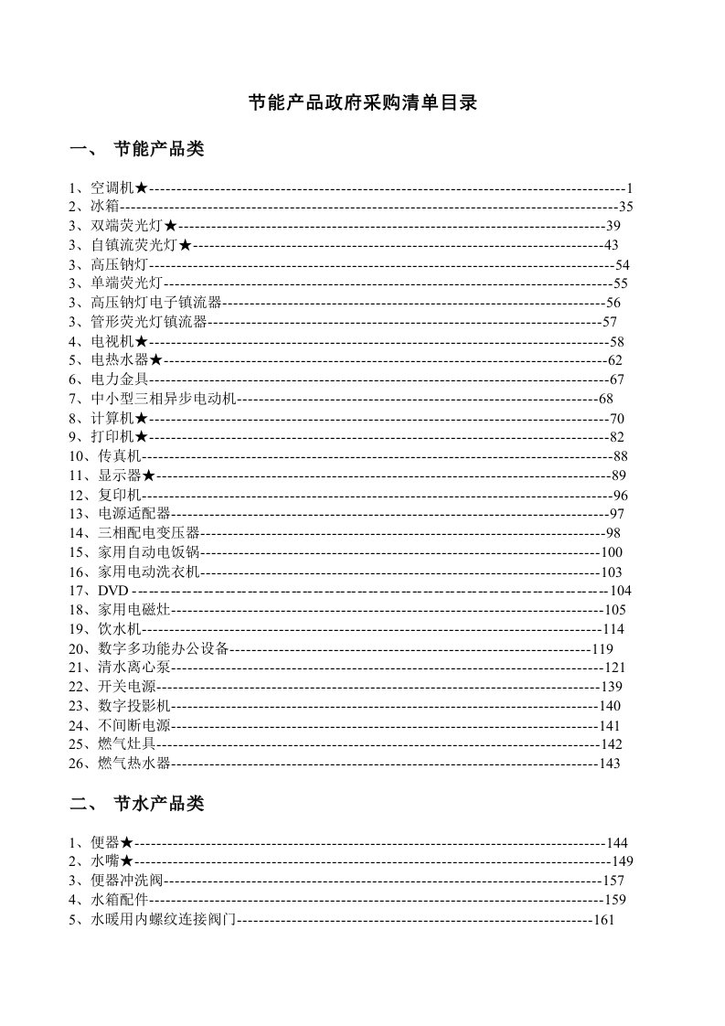 政府采购清单