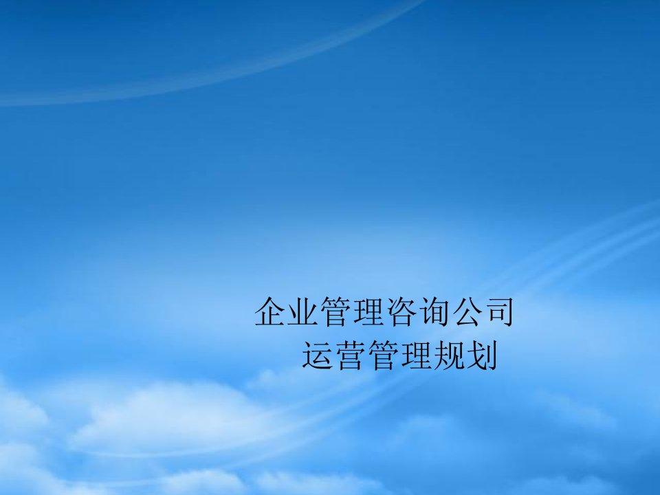 企业管理咨询公司运营管理规划（PPT