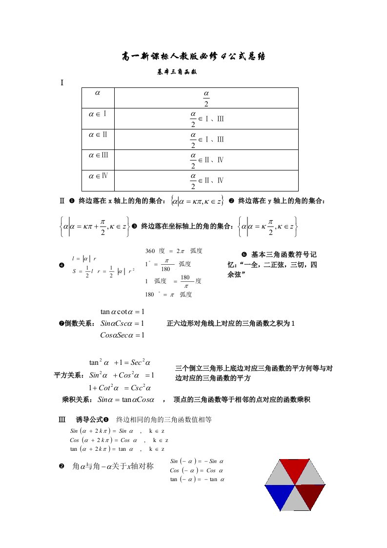 高一数学公式总结