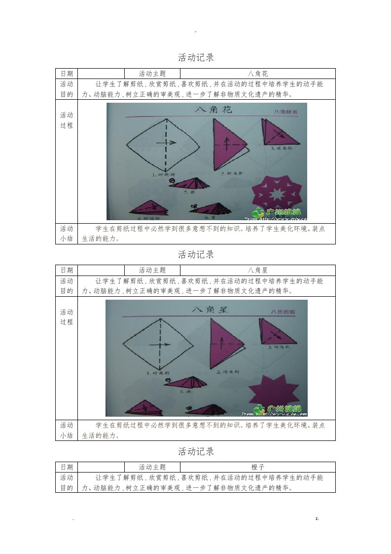 乡村少年宫剪纸活动记录