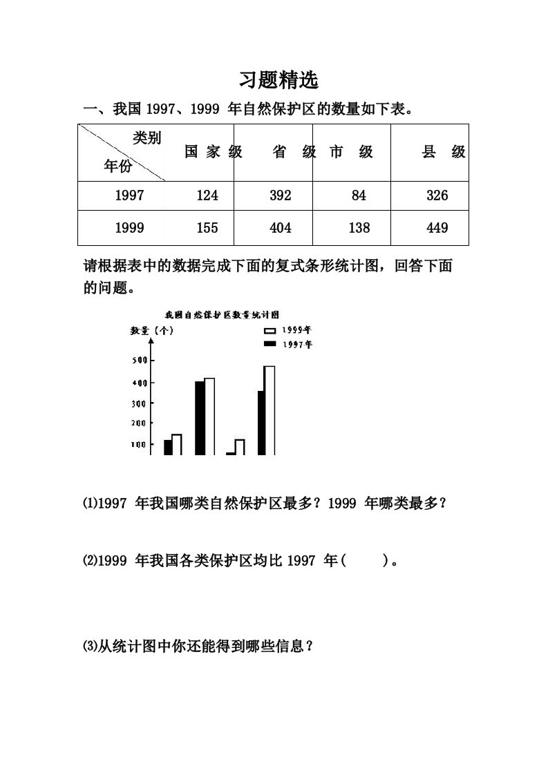 小学四年级数学《统计》习题精选