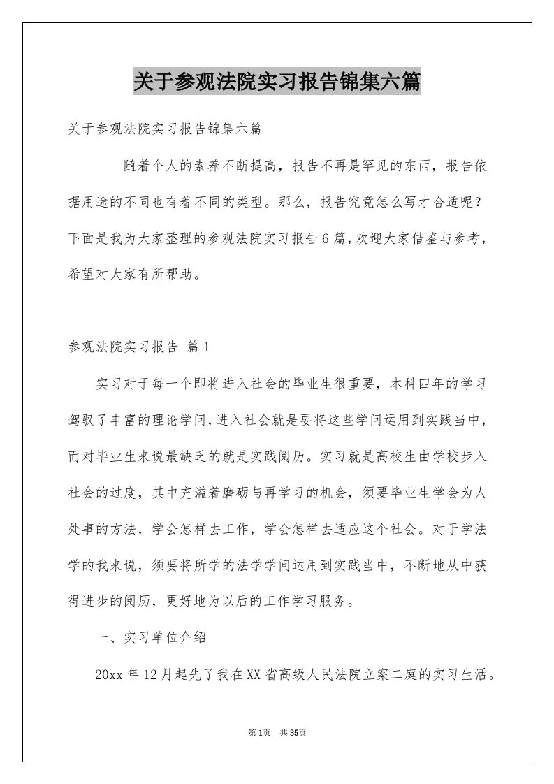 关于参观法院实习报告锦集六篇