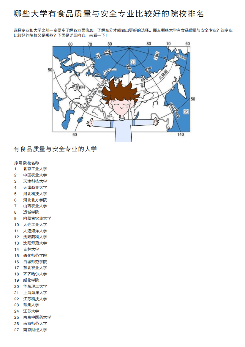 哪些大学有食品质量与安全专业比较好的院校排名