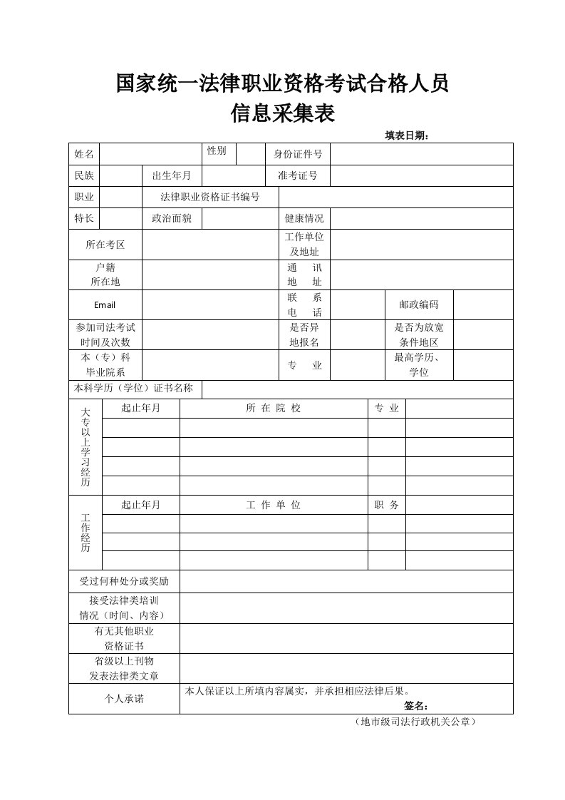 国家统一法律职业资格考试合格人员