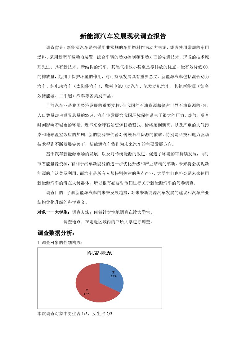 新能源汽车发展现状调查报告