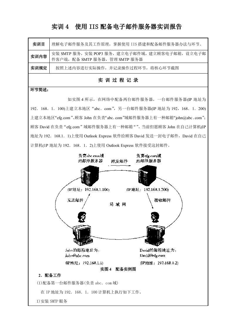 实训使用配置电子邮件服务器实训总结报告