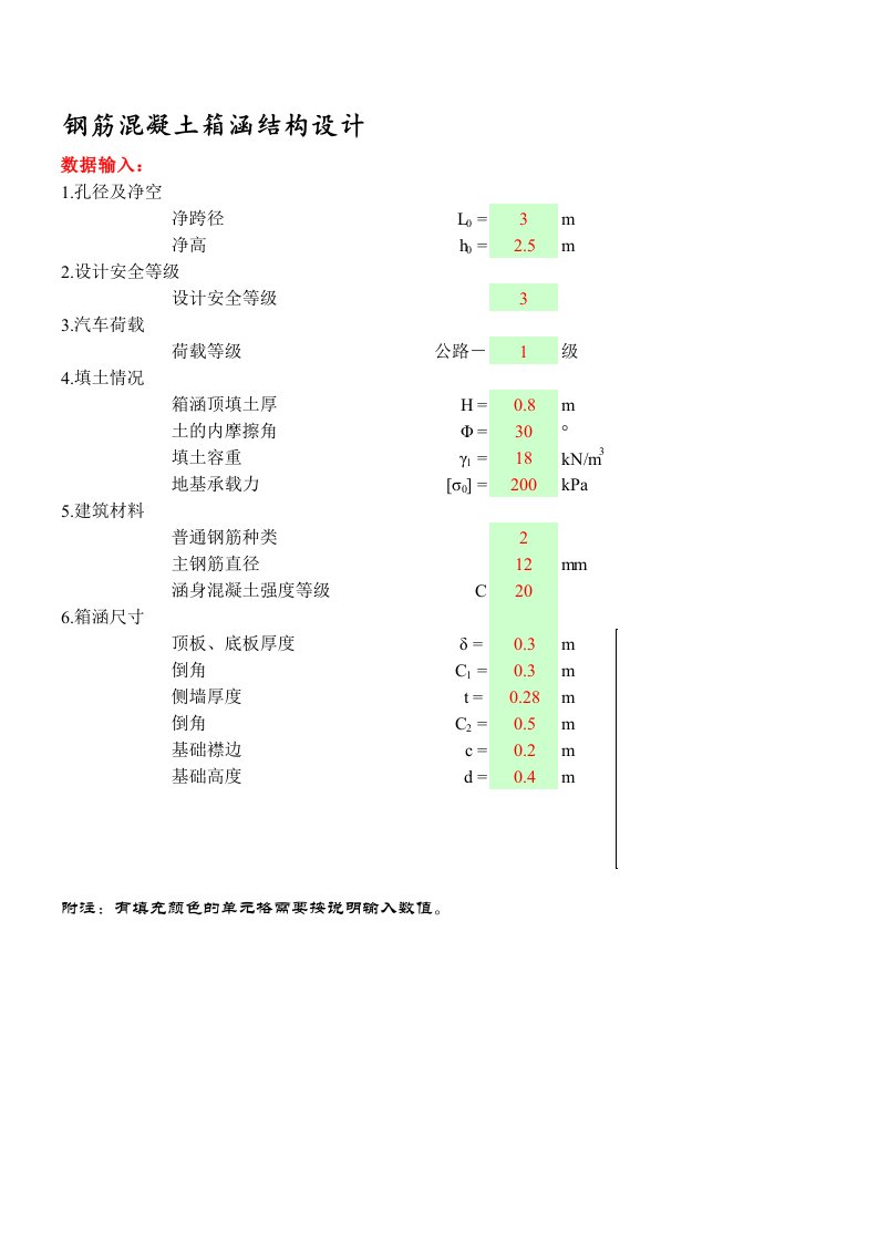 单孔箱涵结构设计