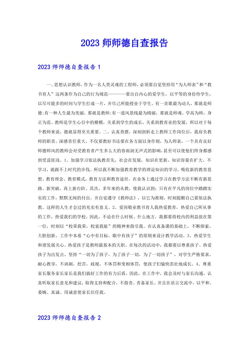 2023师师德自查报告