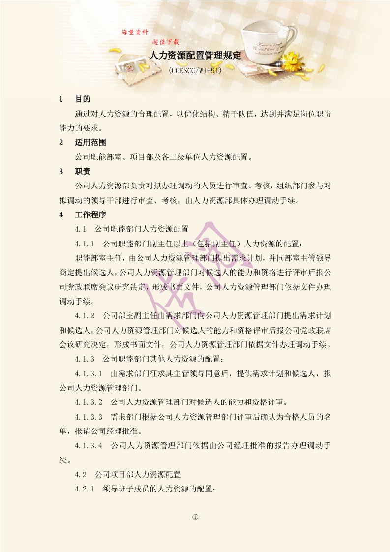 人力资源配置管理规定