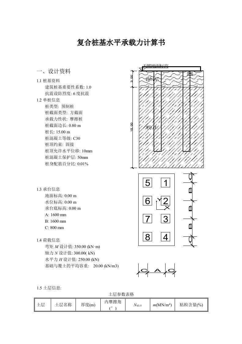 预制方桩水平承载力计算书