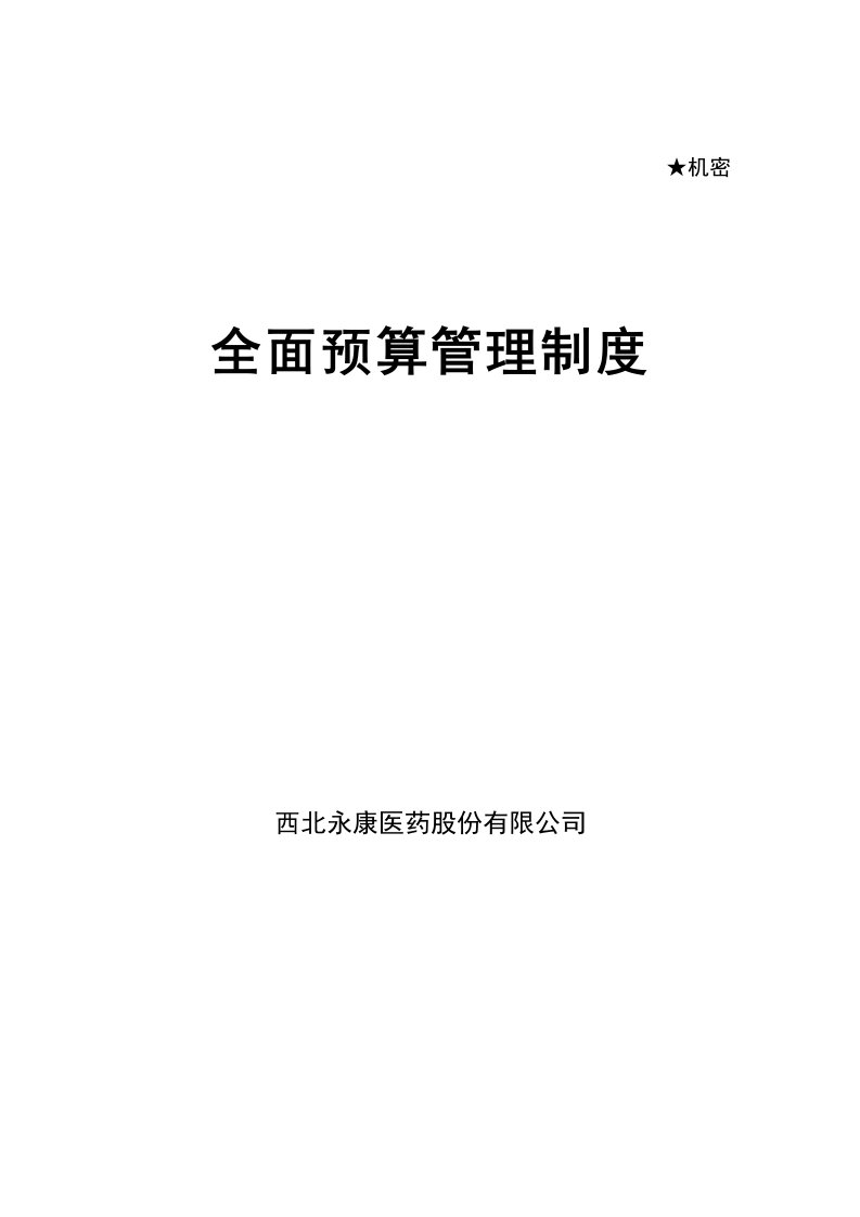 精选某医药公司全面预算管理制度