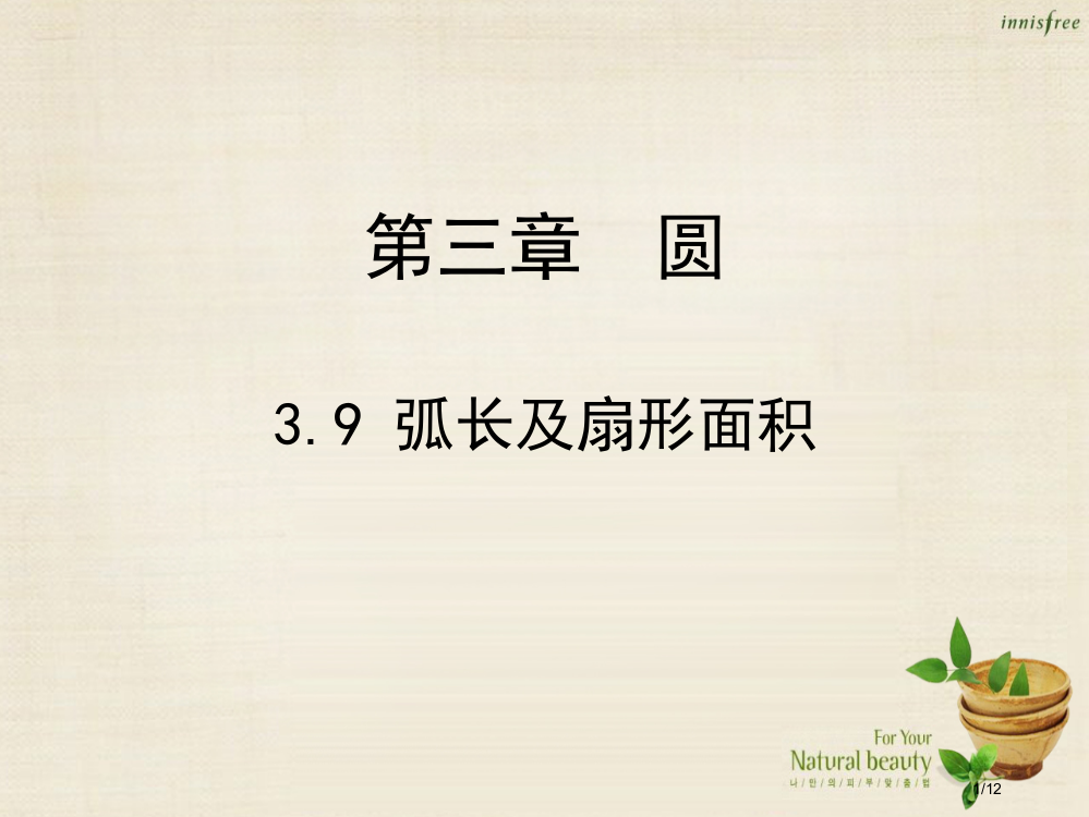 第二初级中学九年级数学下册3.9弧长及扇形的面积全国公开课一等奖百校联赛微课赛课特等奖PPT课件