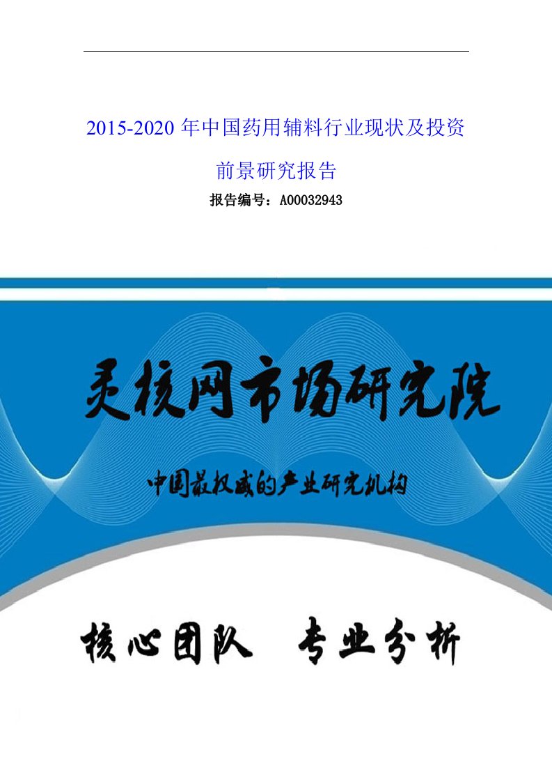 中国药用辅料行业市场分析与发展趋势研究报告-灵核网