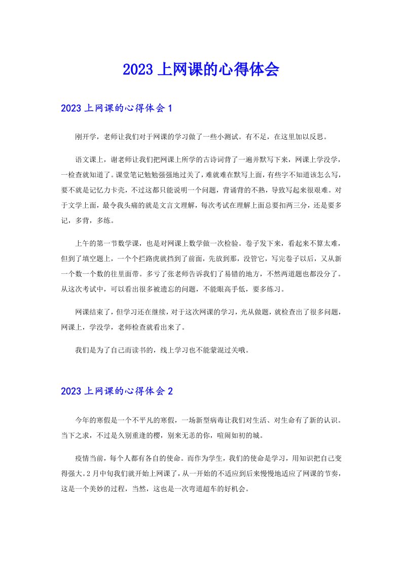 2023上网课的心得体会