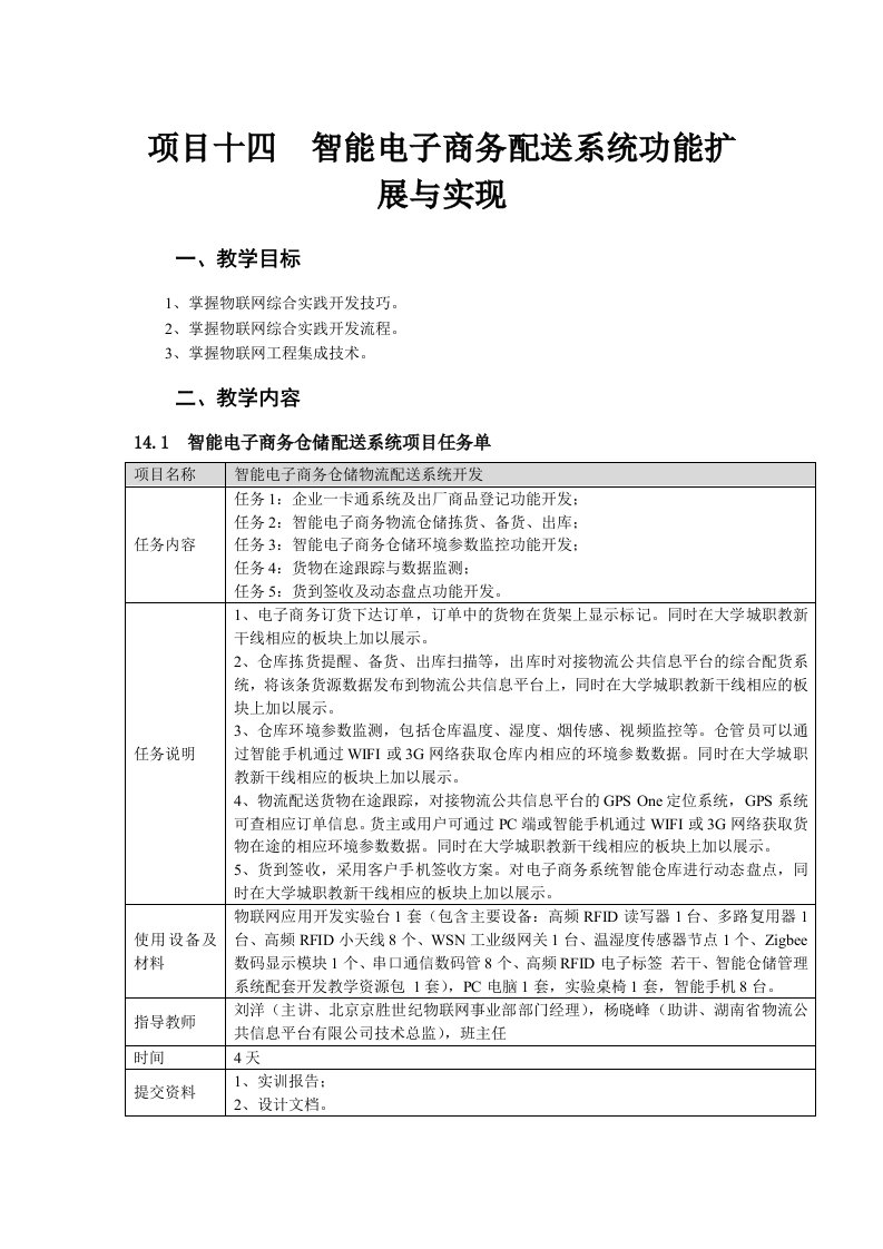 项目管理-项目十四物联网技术综合实践