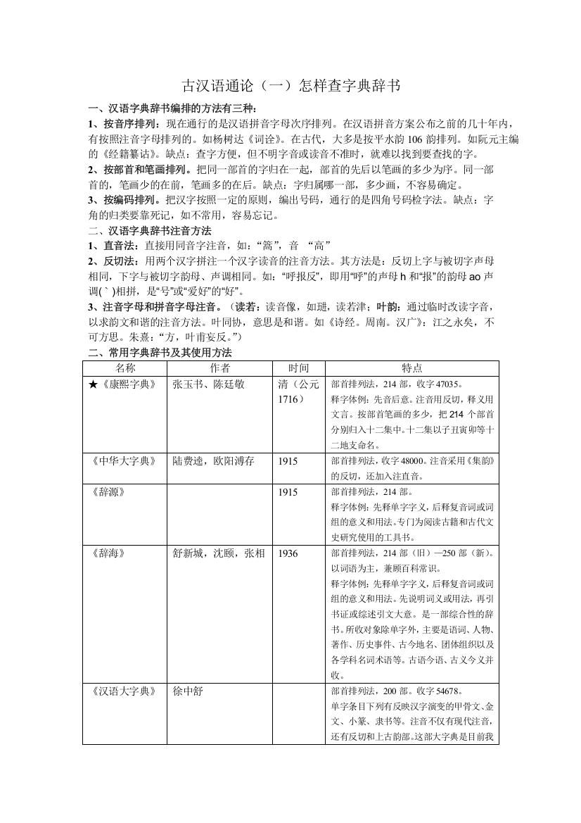 (完整word版)古代汉语通论知识整理