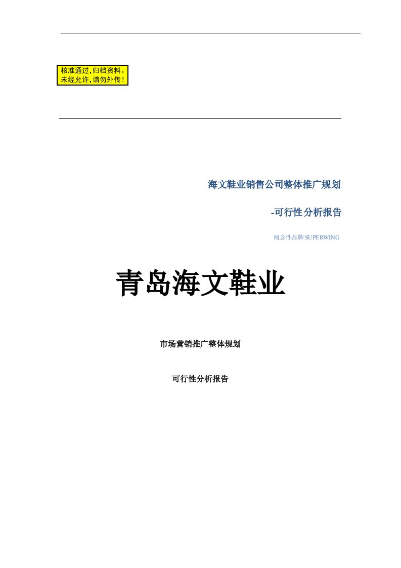 海文鞋业整体推广规划可行性研究报告