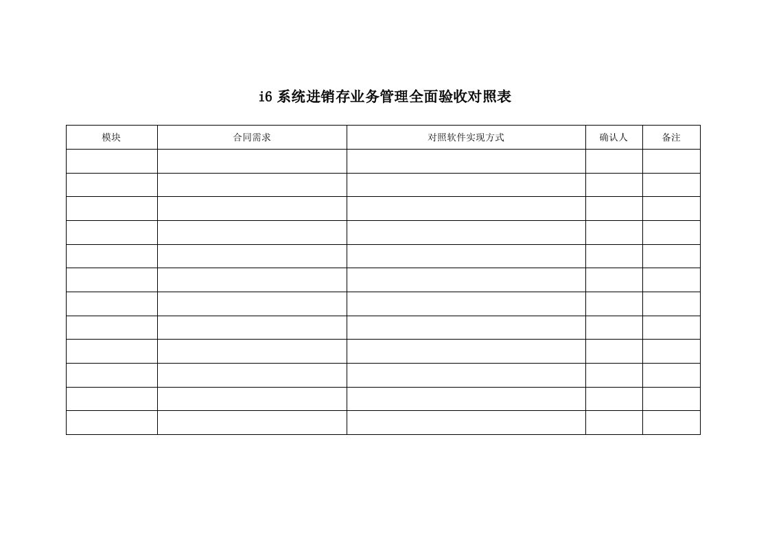 进销存管理全面验收对照表