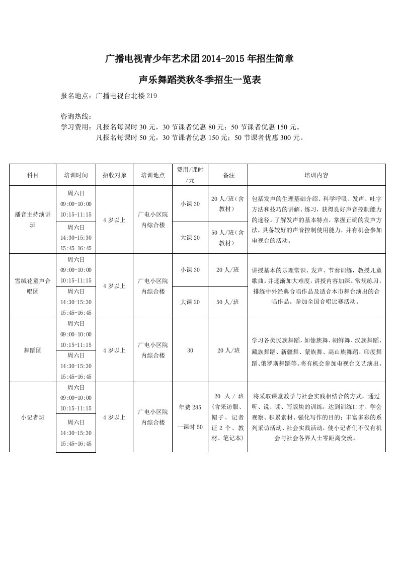 国学教育课程表