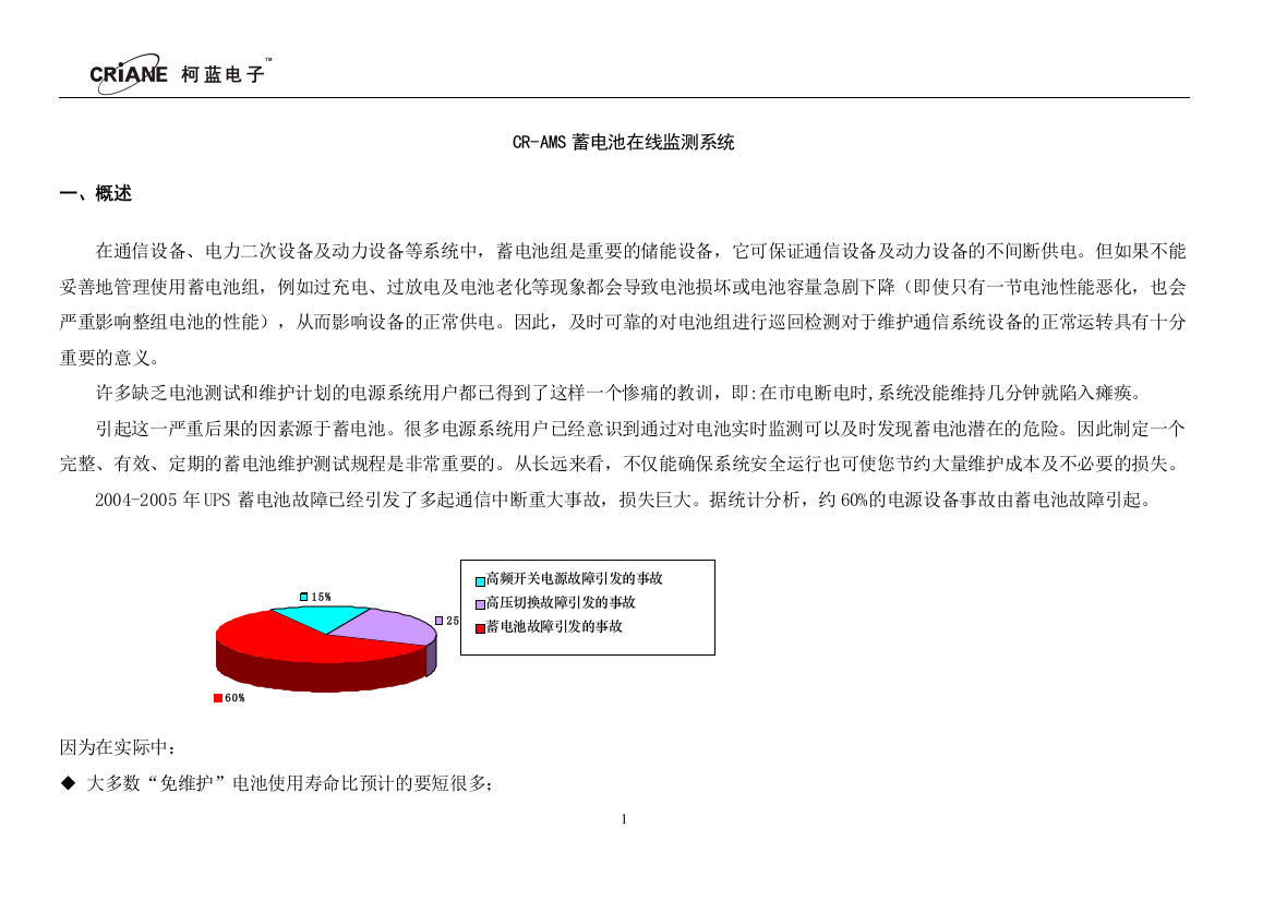 CR-AMS蓄电池在线监测系统方案