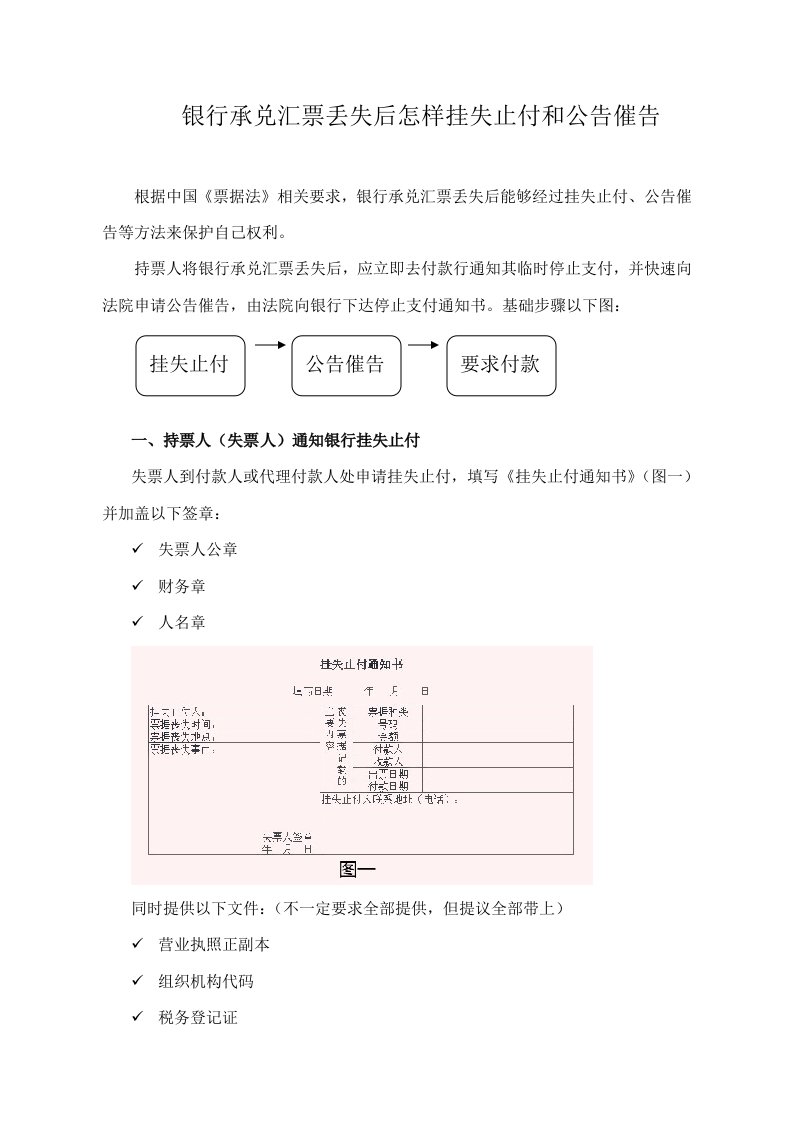 银行承兑汇票挂失终结版集合版样稿