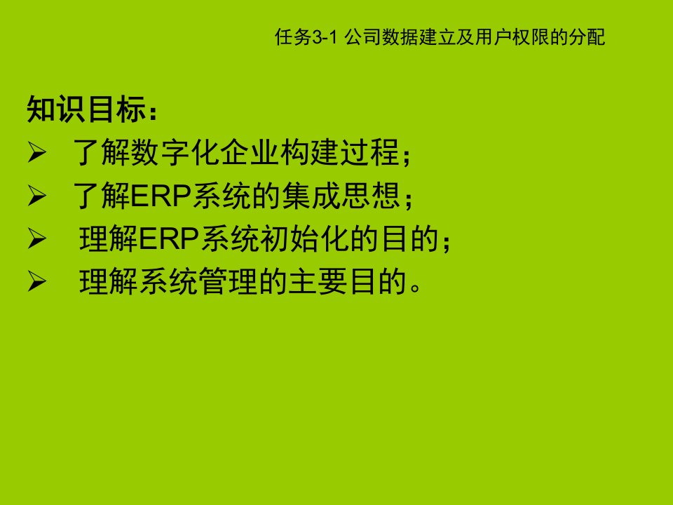 erp课件系列第三章erp系统初始化