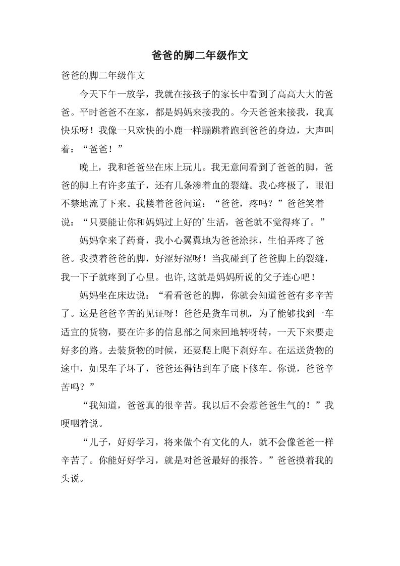 爸爸的脚二年级作文