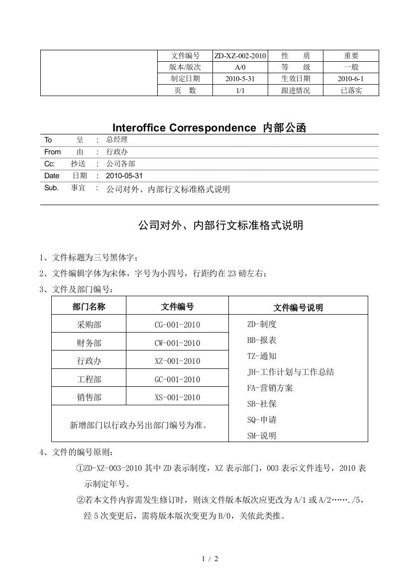 公司往来公函模板详细说明