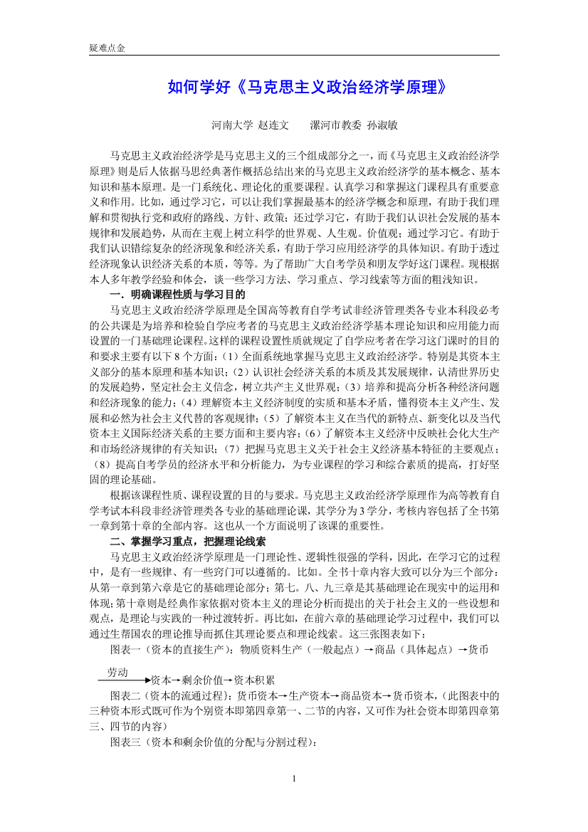 如何学好《马克思主义政治经济学原理》