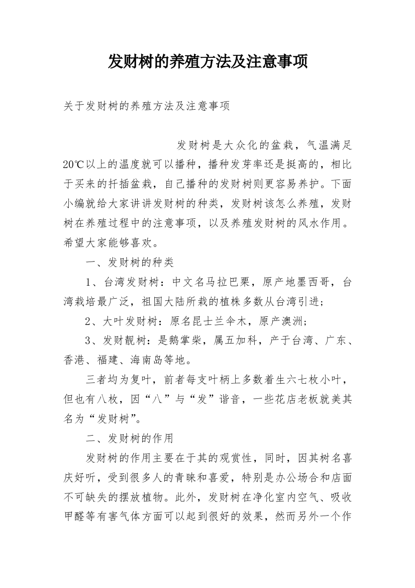 发财树的养殖方法及注意事项_1