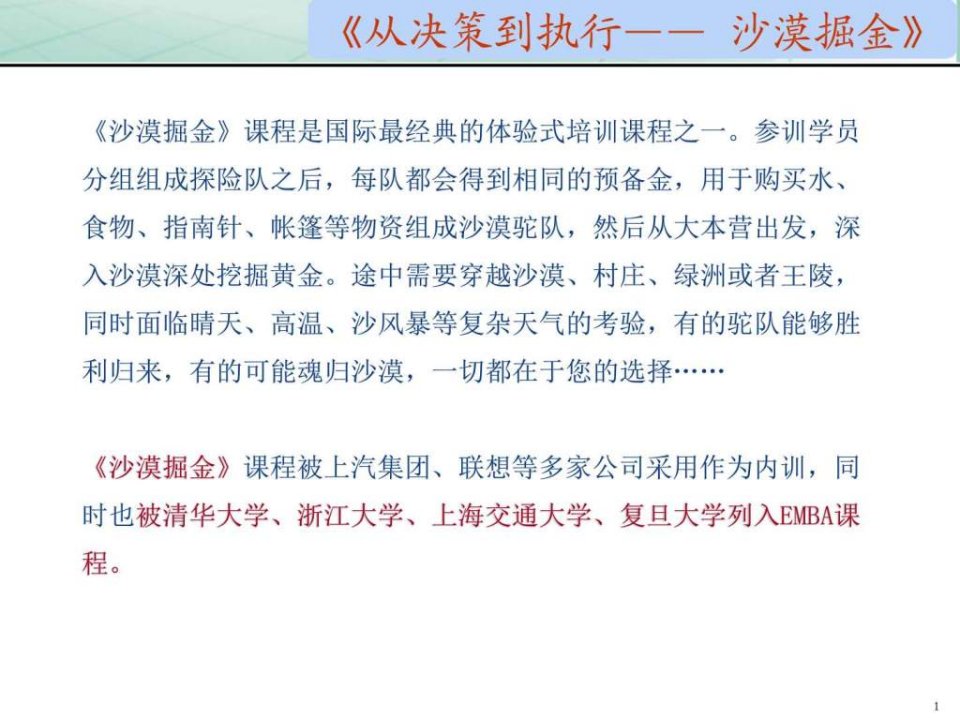 从决策到执行沙漠掘金ppt培训课件