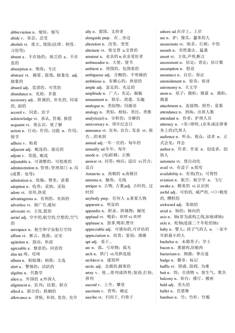 大学英语六级词汇表(2)