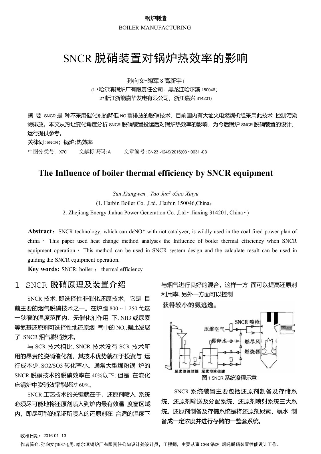 SNCR脱硝装置对锅炉热效率的影响