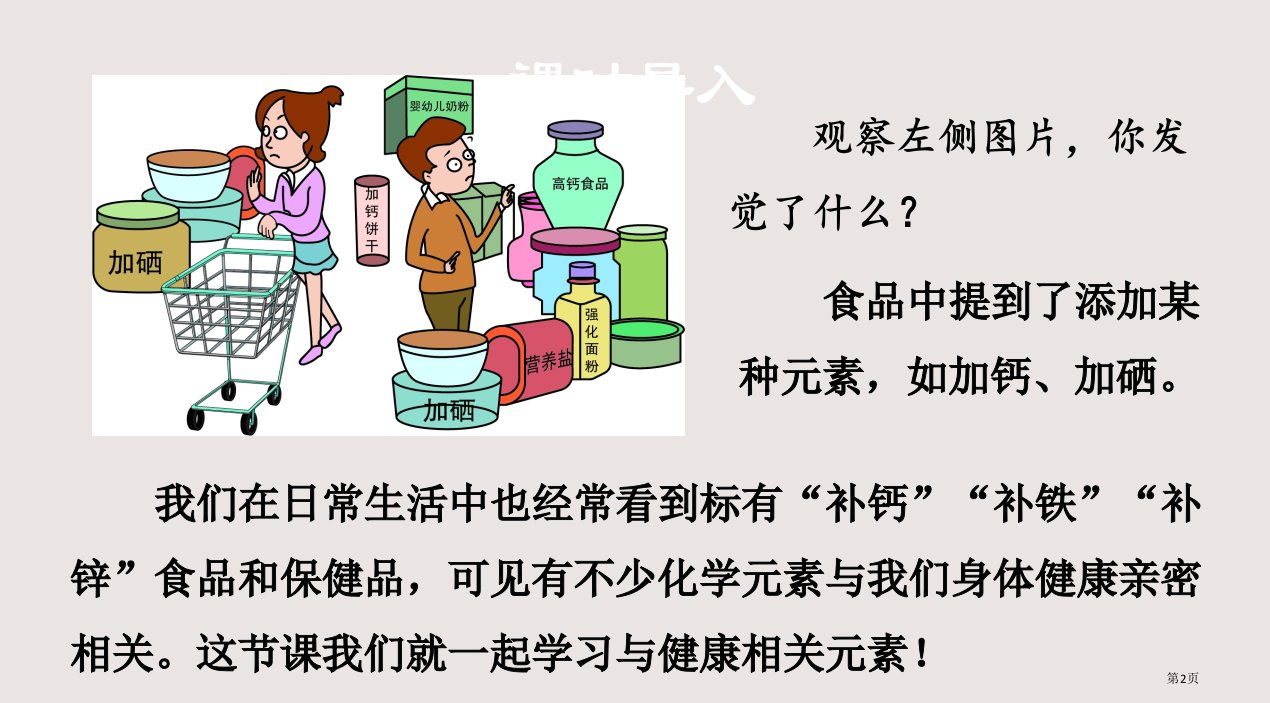 第十二单元课题2化学元素与人体健康市公开课一等奖省优质课获奖课件