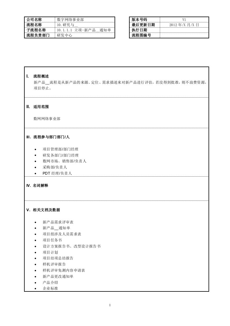 立项-新产品开发