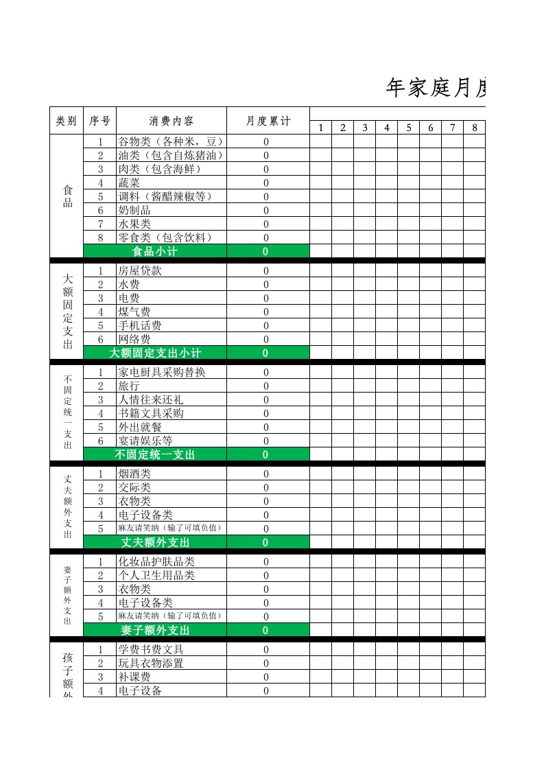 家庭日常开支明细表(超实用款)