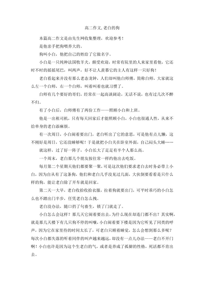 高二作文老白的狗