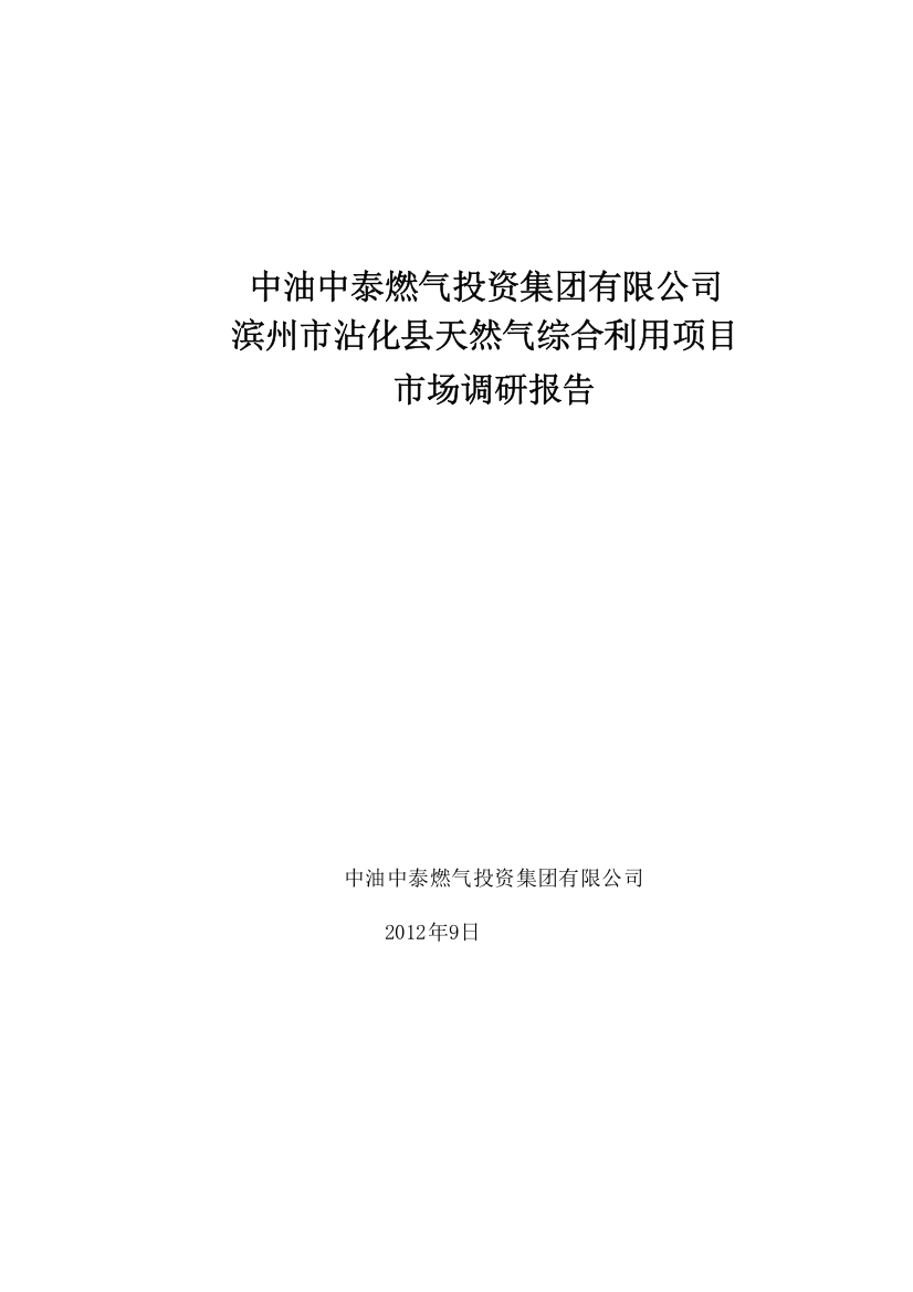 沾化县燃气市场调研报告分析