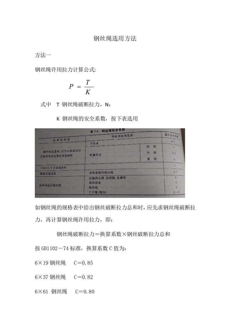 钢丝绳承重算法