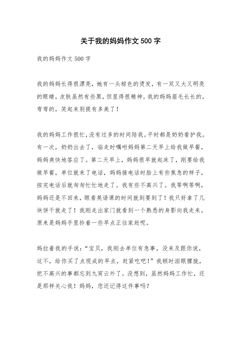 关于我的妈妈作文500字_9