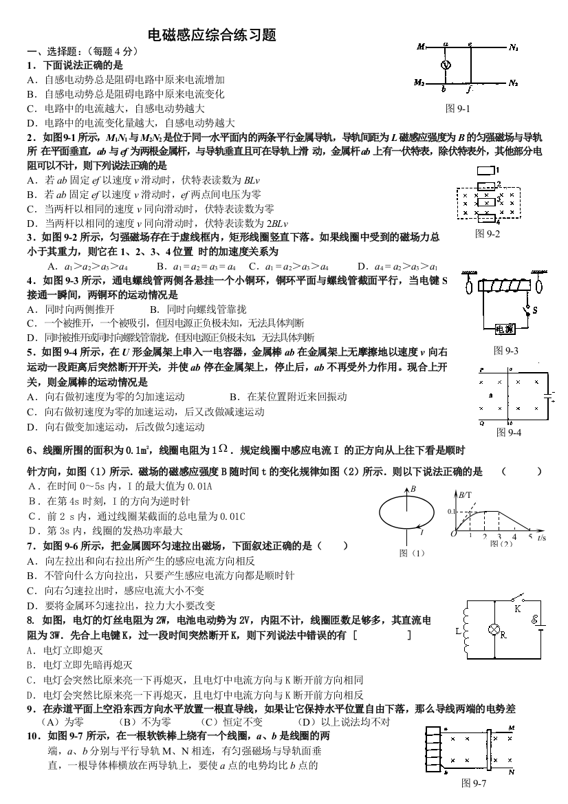 电磁感应综合练习题1