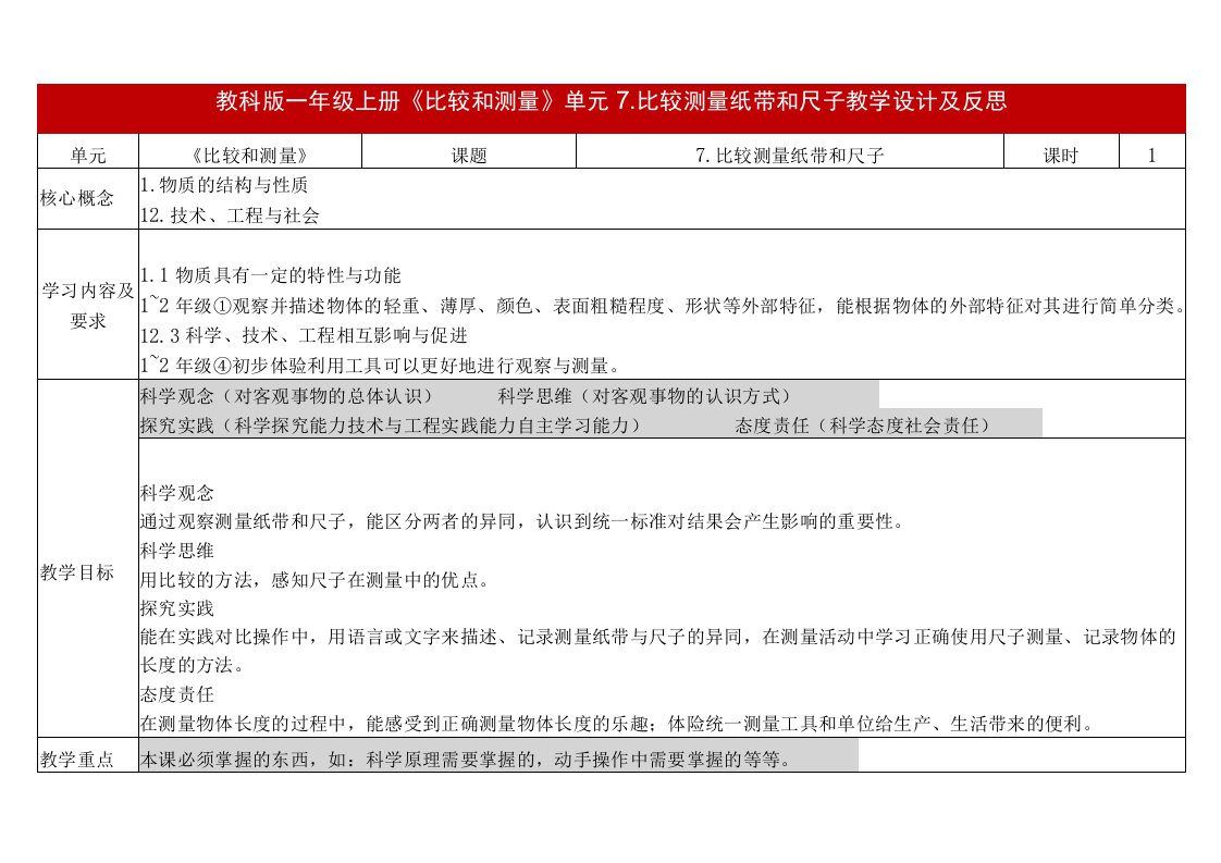 教科版一年级科学上册