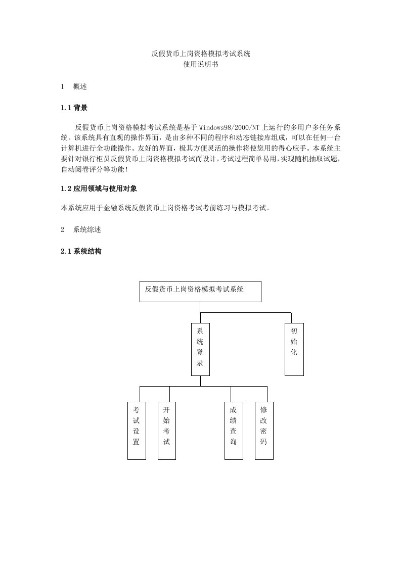 反假货币上岗资格模拟考试系统使用说明书