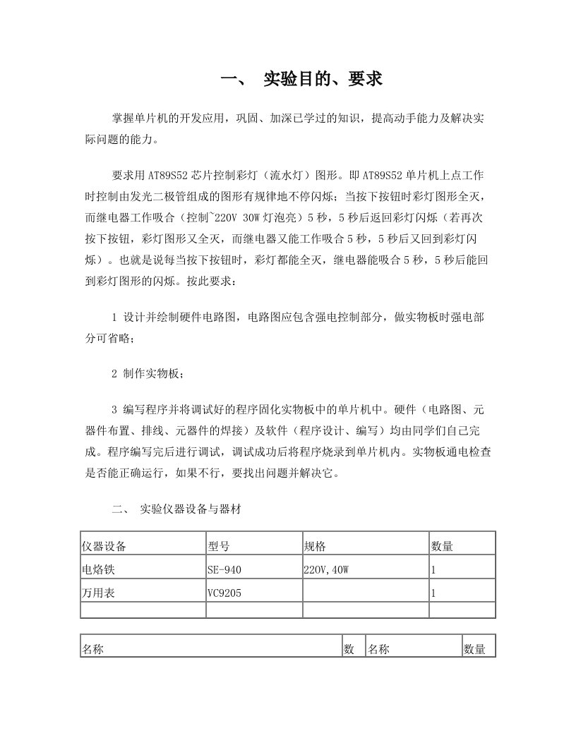 广东工业大学+单片机课程设计报告