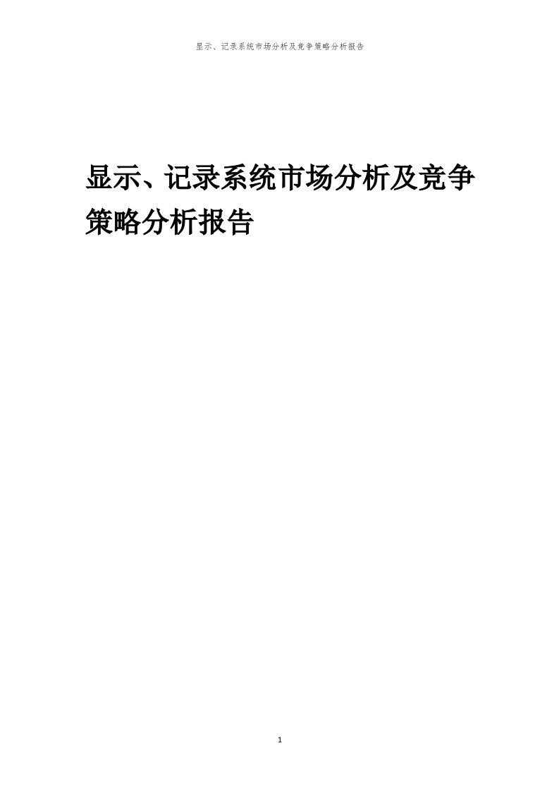 年度显示、记录系统市场分析及竞争策略分析报告