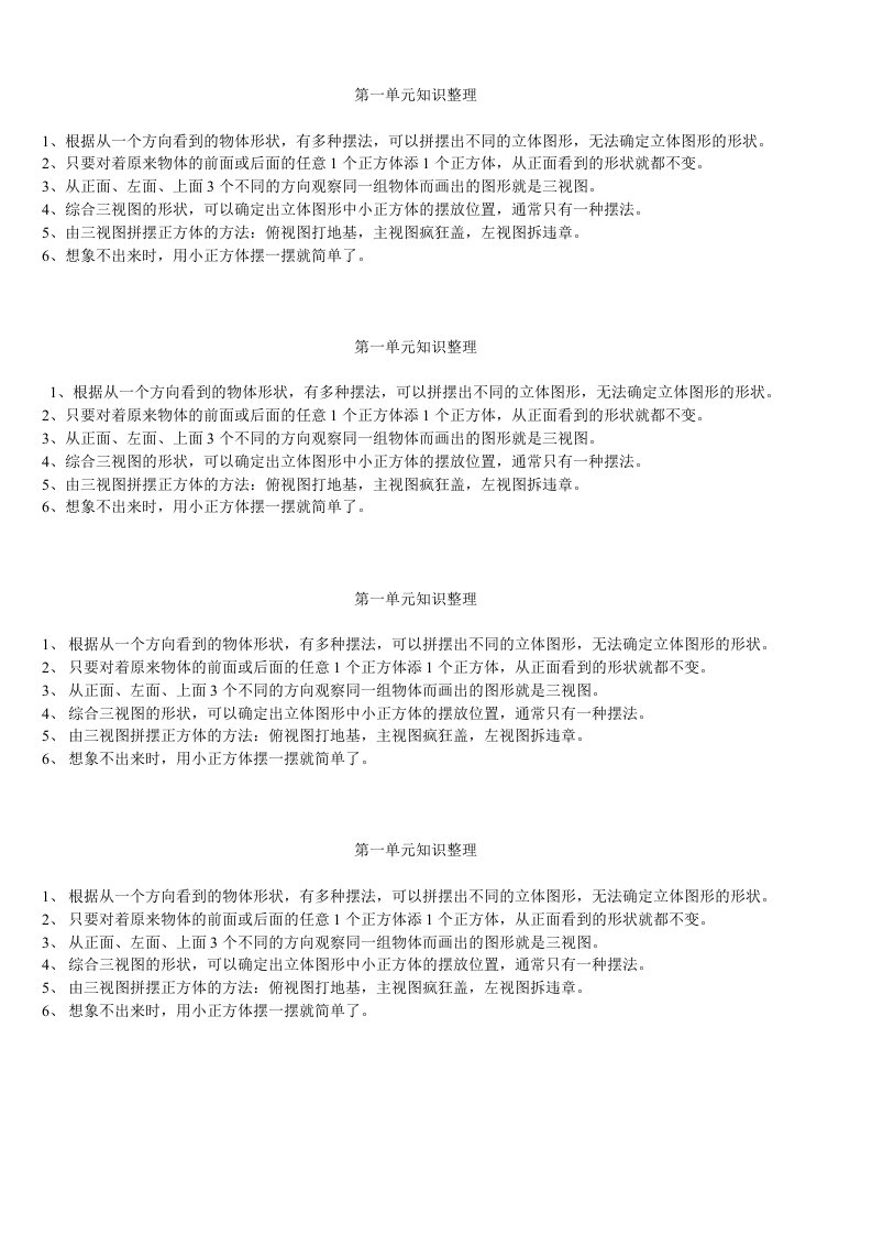 新人教版五年级数学下册第一单元知识整理