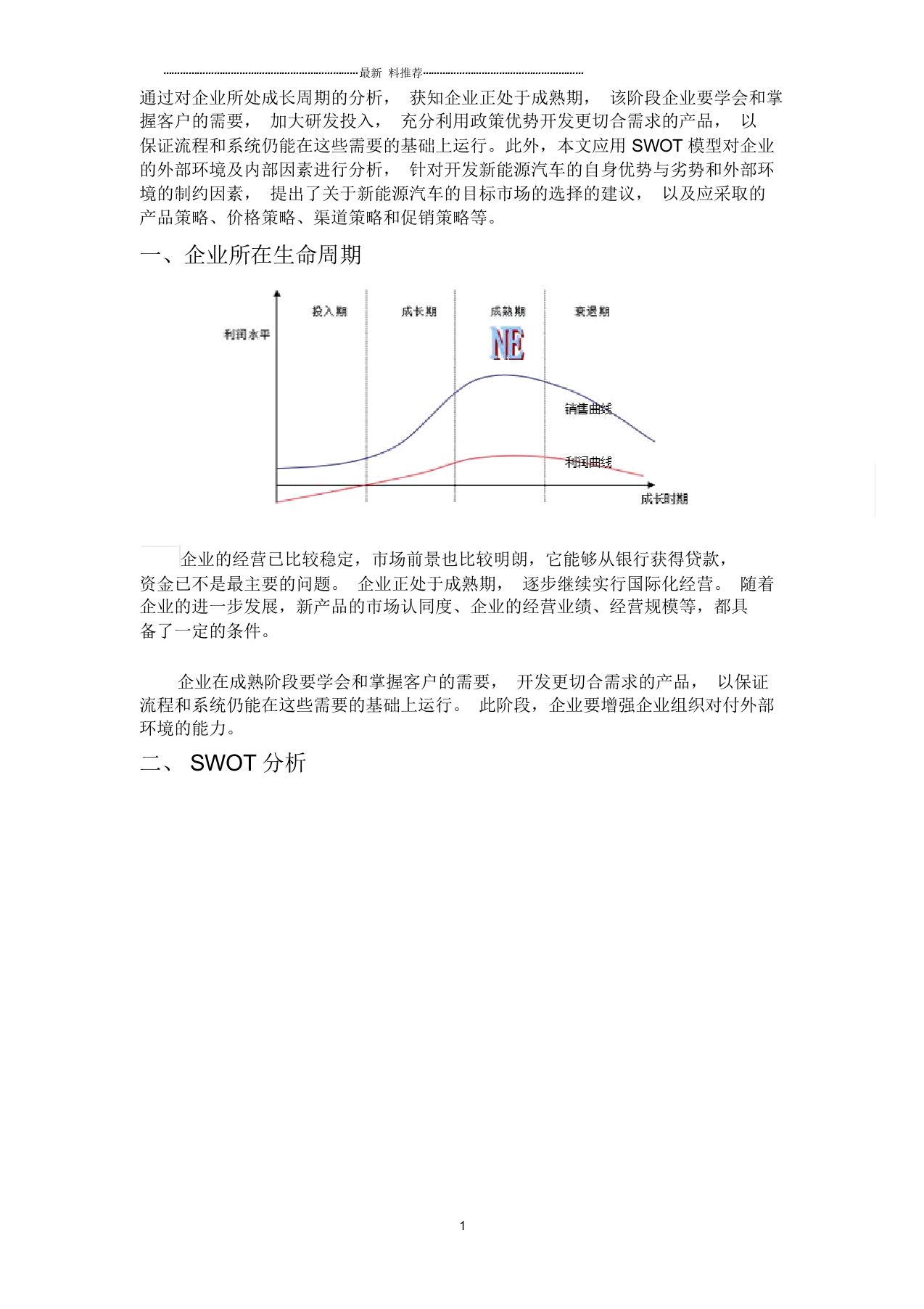 新能源汽车案例swot分析