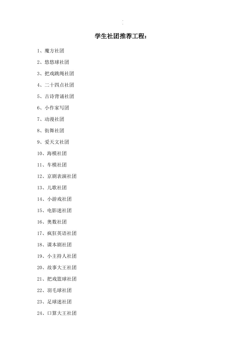 小学学生社团活动推荐项目说课