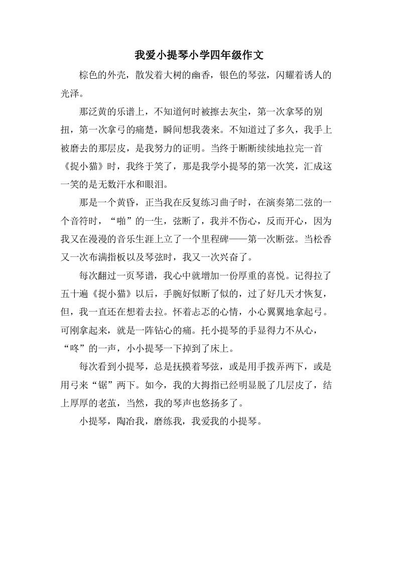 我爱小提琴小学四年级作文