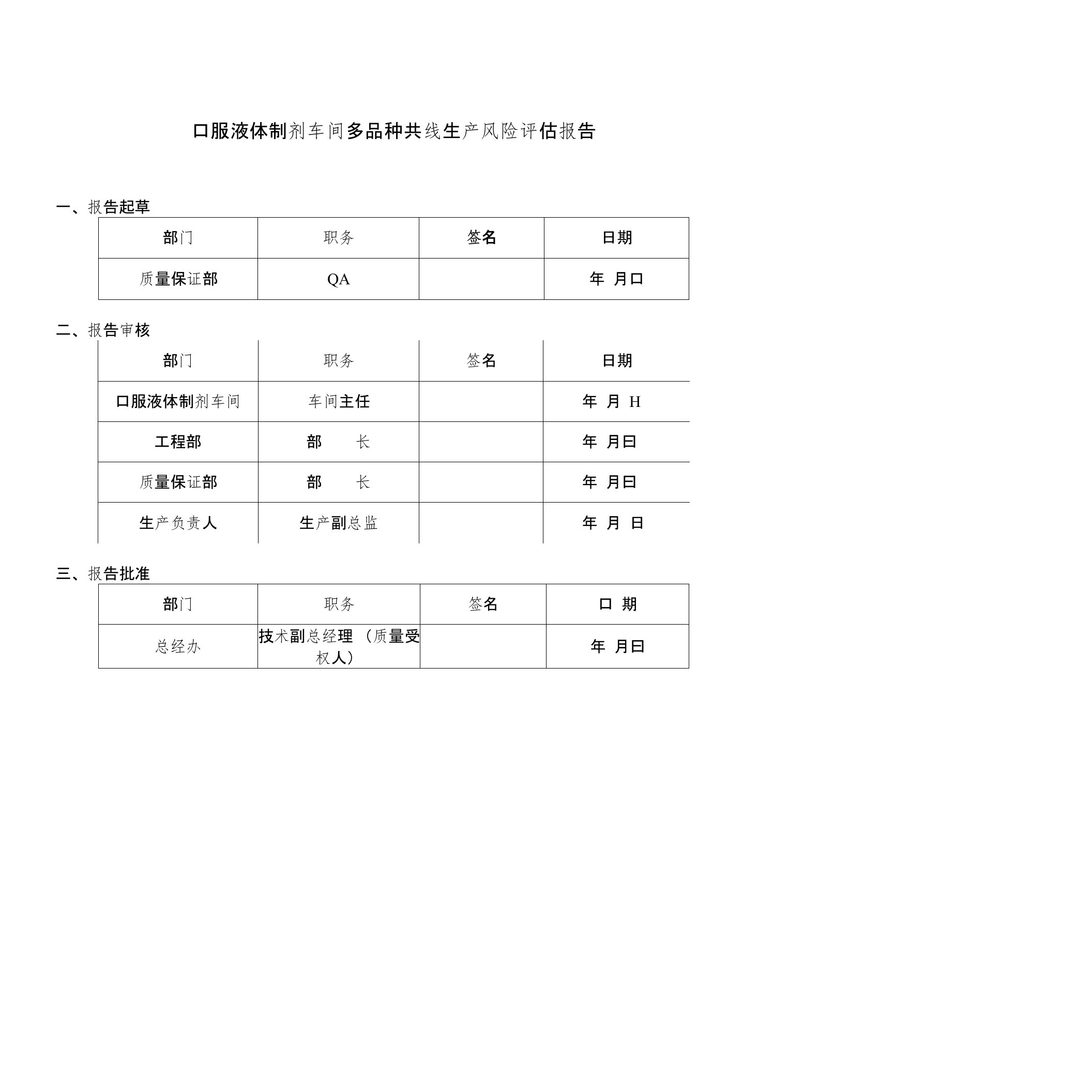 口服液体制剂多品种共线生产风险评估报告